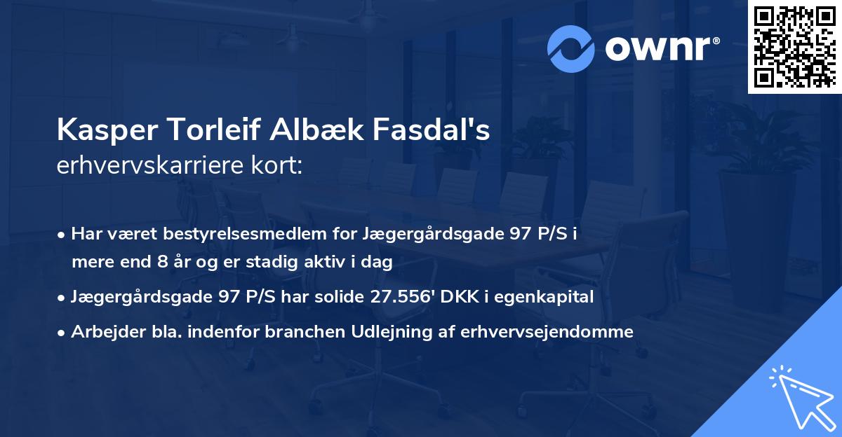 Kasper Torleif Albæk Fasdal's erhvervskarriere kort