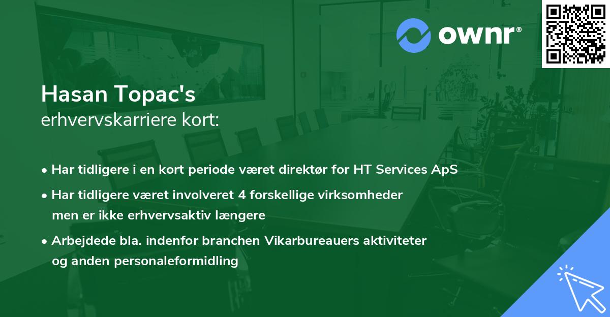 Hasan Topac's erhvervskarriere kort