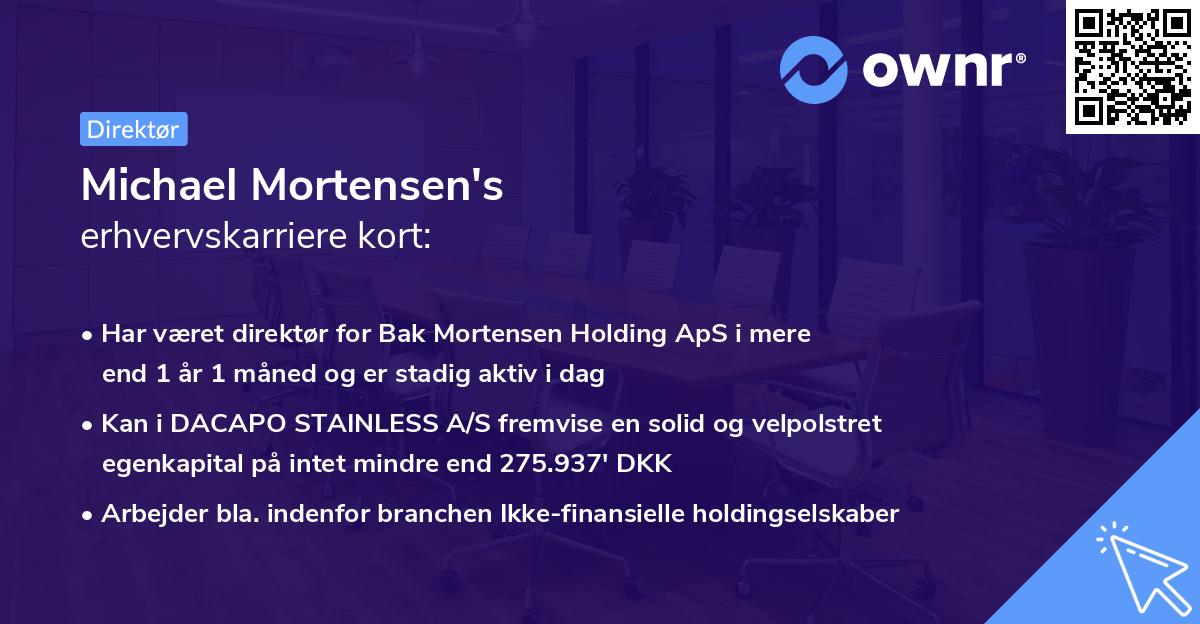 Michael Mortensen's erhvervskarriere kort