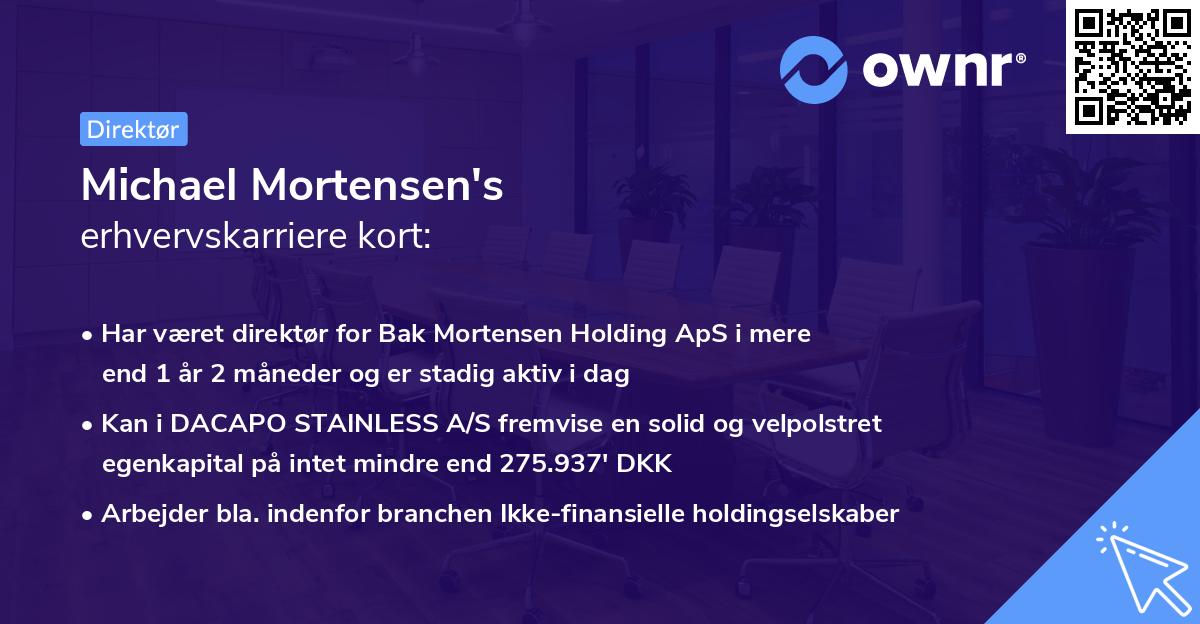Michael Mortensen's erhvervskarriere kort
