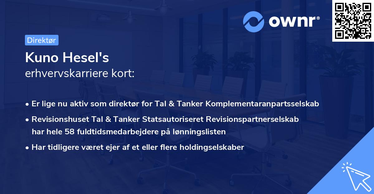 Kuno Hesel's erhvervskarriere kort