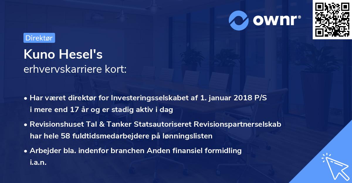 Kuno Hesel's erhvervskarriere kort