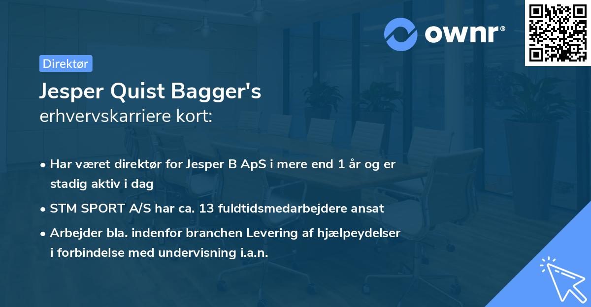 Jesper Quist Bagger's erhvervskarriere kort