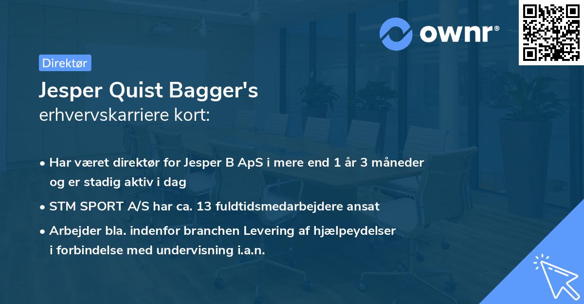Jesper Quist Bagger's erhvervskarriere kort