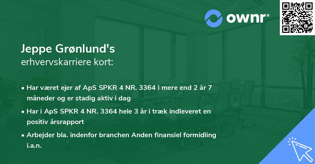 Jeppe Grønlund's erhvervskarriere kort