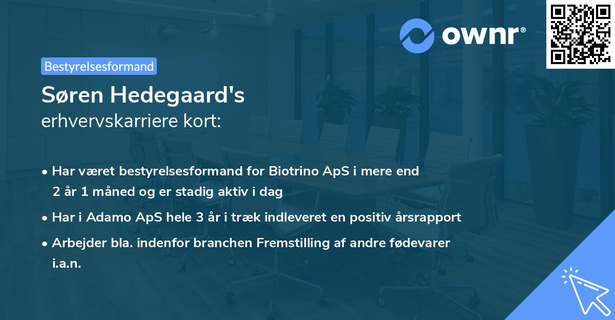 Søren Hedegaard's erhvervskarriere kort