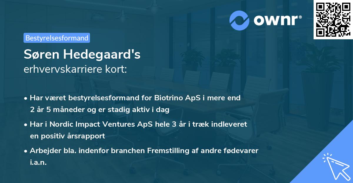Søren Hedegaard's erhvervskarriere kort