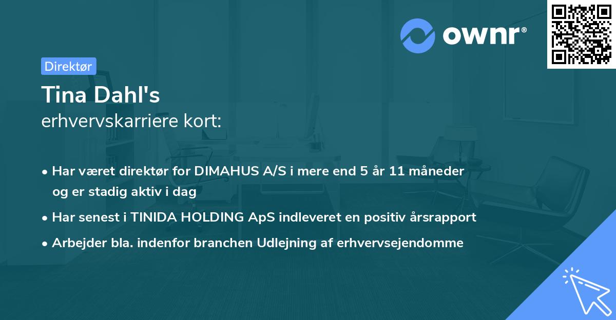 Tina Dahl's erhvervskarriere kort