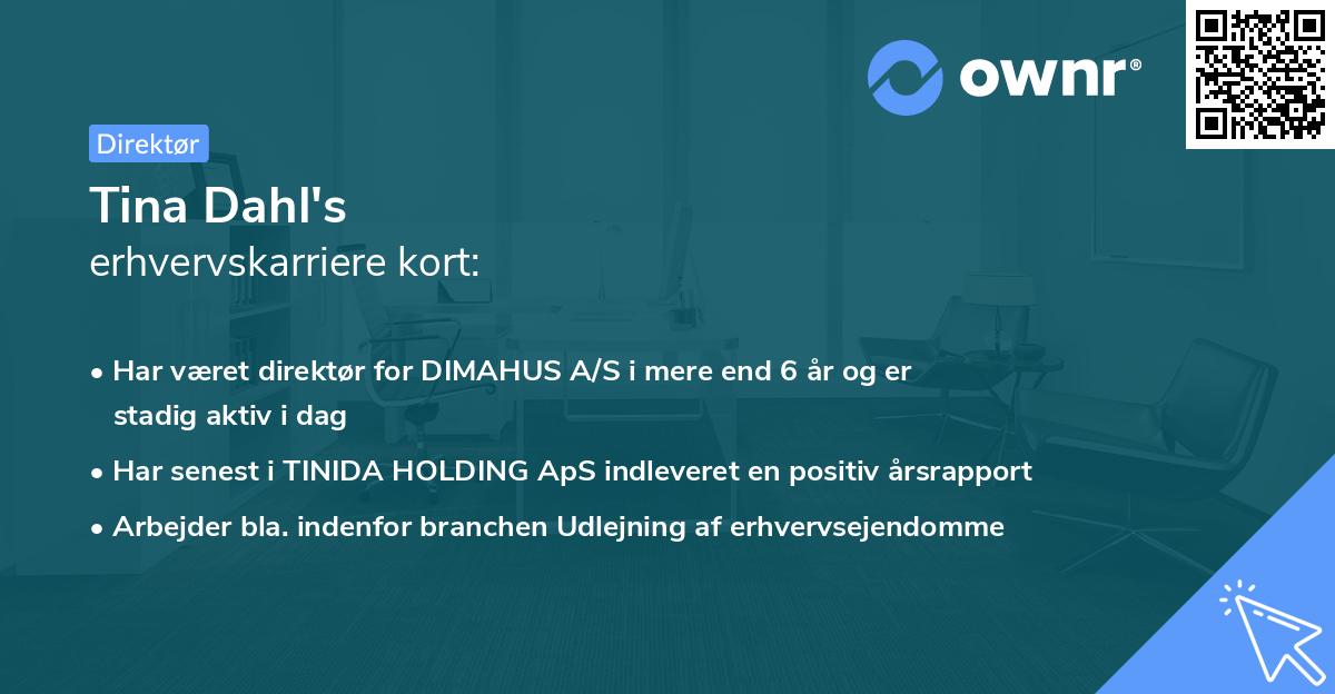 Tina Dahl's erhvervskarriere kort