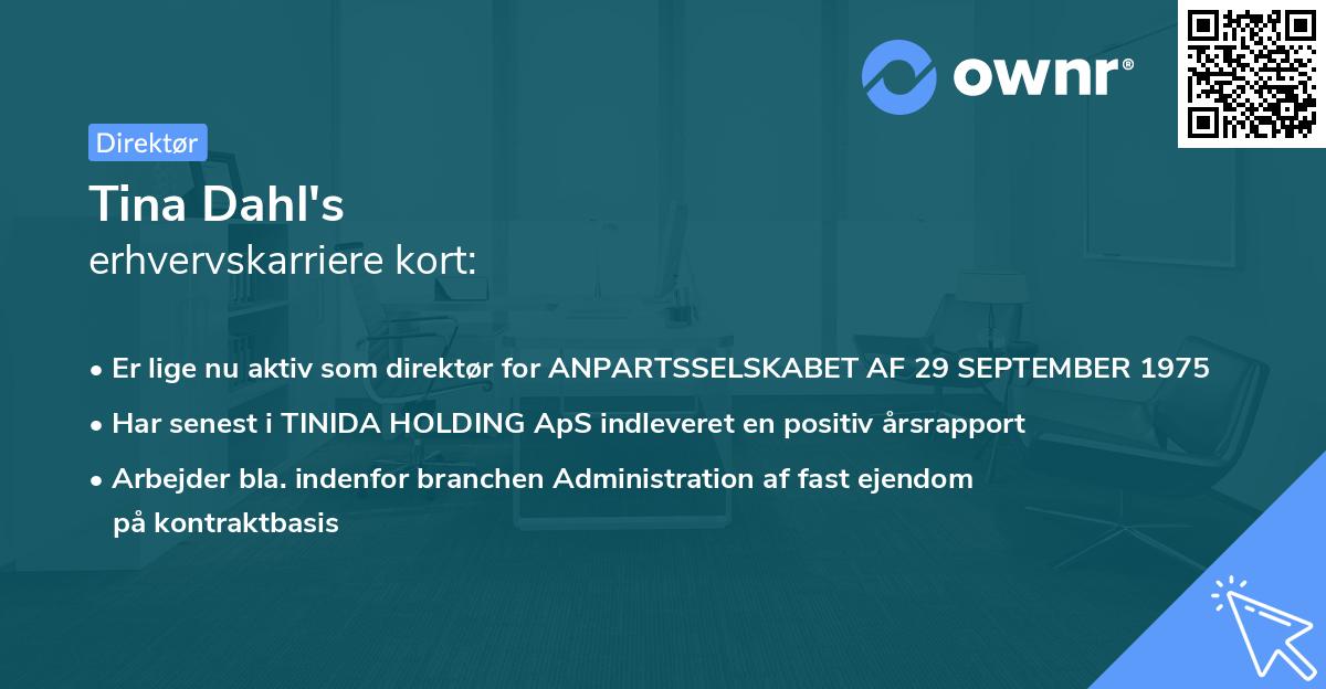 Tina Dahl's erhvervskarriere kort