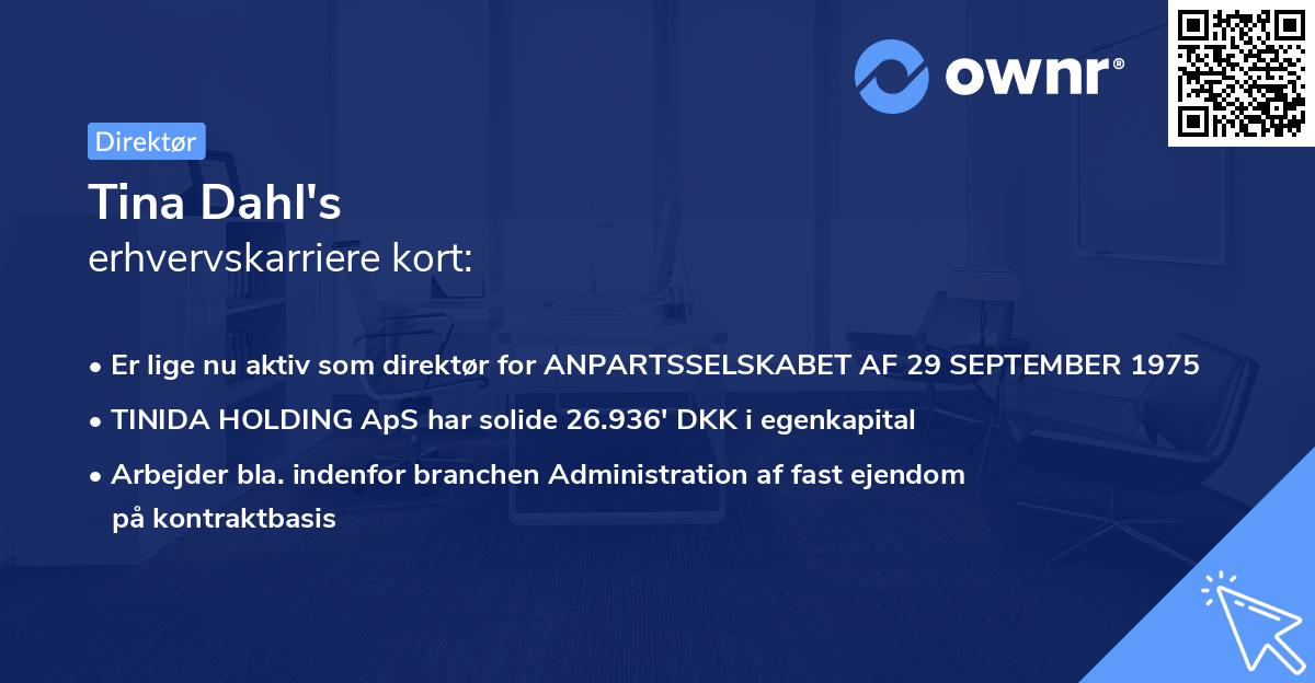 Tina Dahl's erhvervskarriere kort