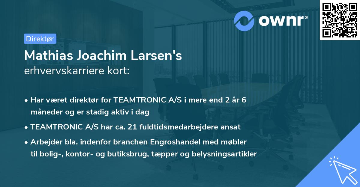 Mathias Joachim Larsen's erhvervskarriere kort