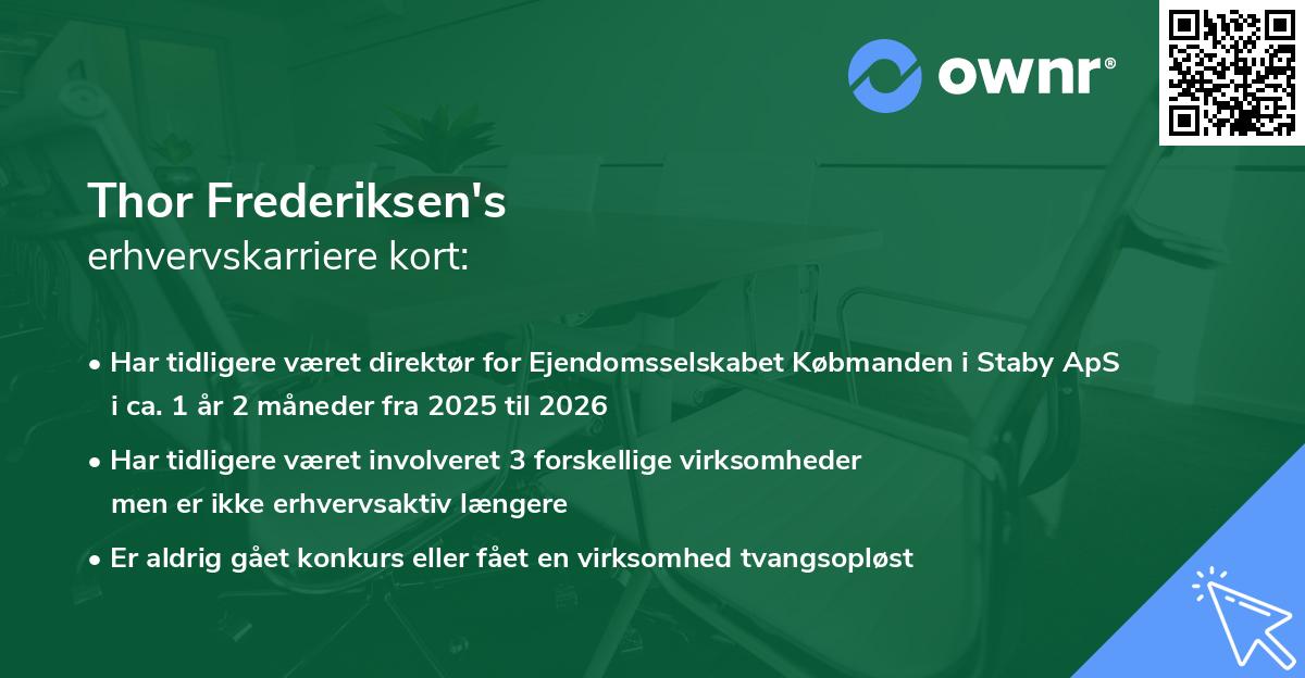 Thor Frederiksen's erhvervskarriere kort