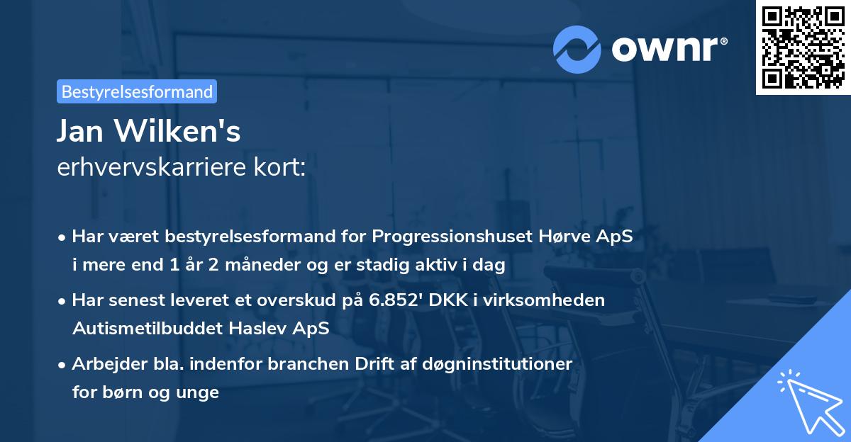 Jan Wilken's erhvervskarriere kort