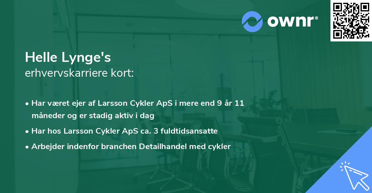 Helle Lynge's erhvervskarriere kort