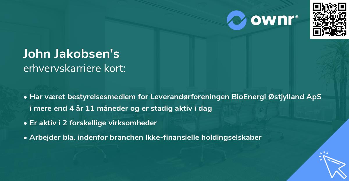 John Jakobsen's erhvervskarriere kort