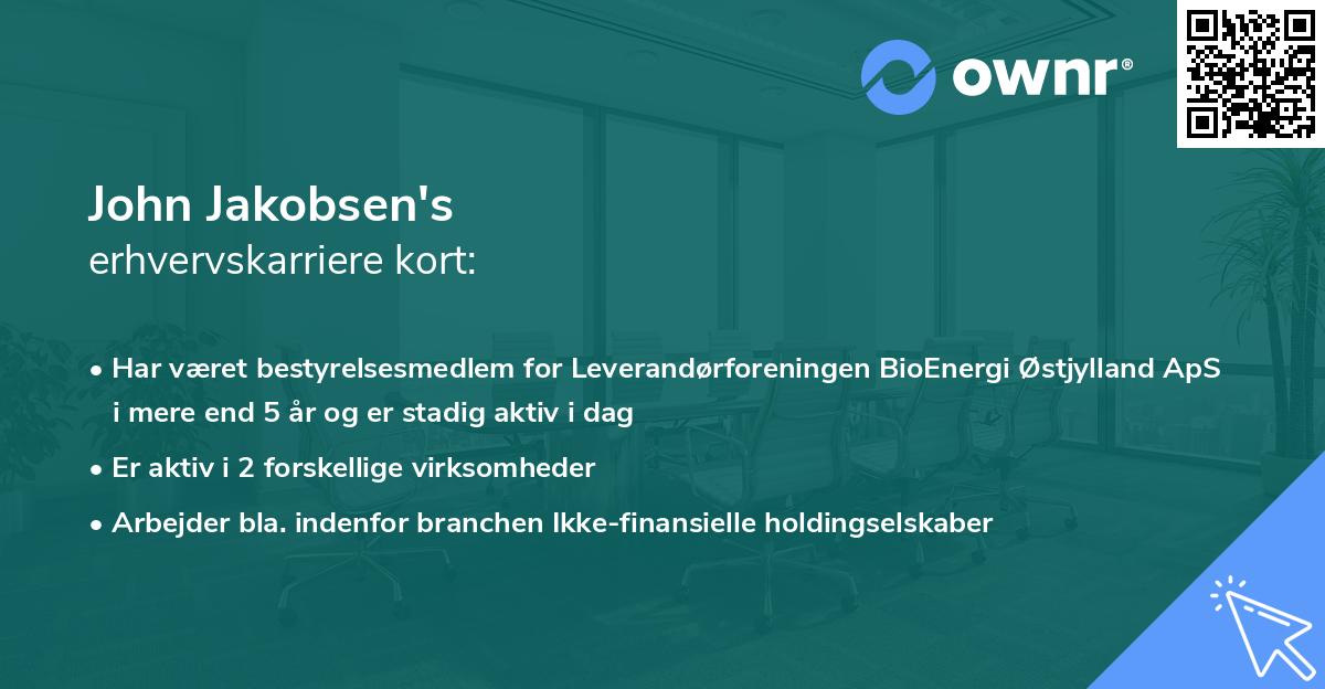 John Jakobsen's erhvervskarriere kort