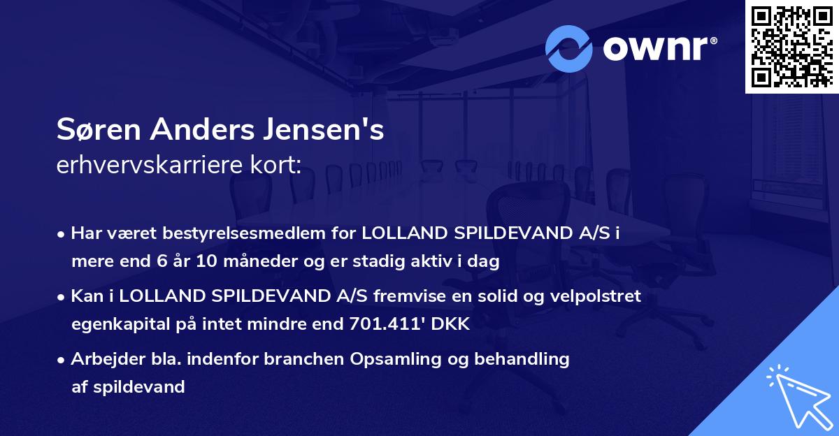 Søren Anders Jensen's erhvervskarriere kort