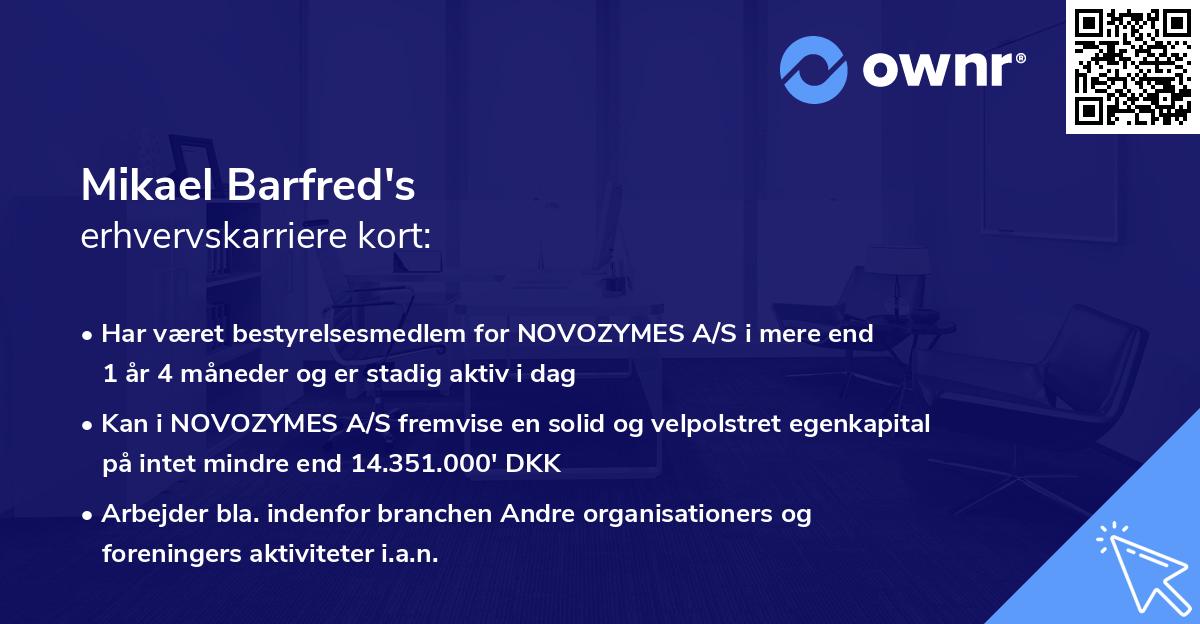 Mikael Barfred's erhvervskarriere kort