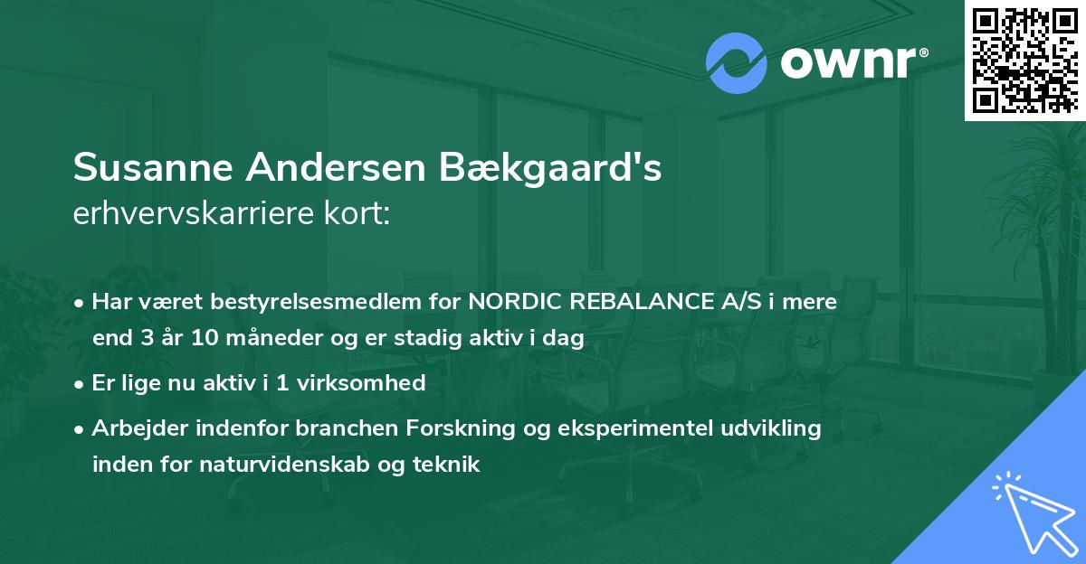 Susanne Andersen Bækgaard's erhvervskarriere kort