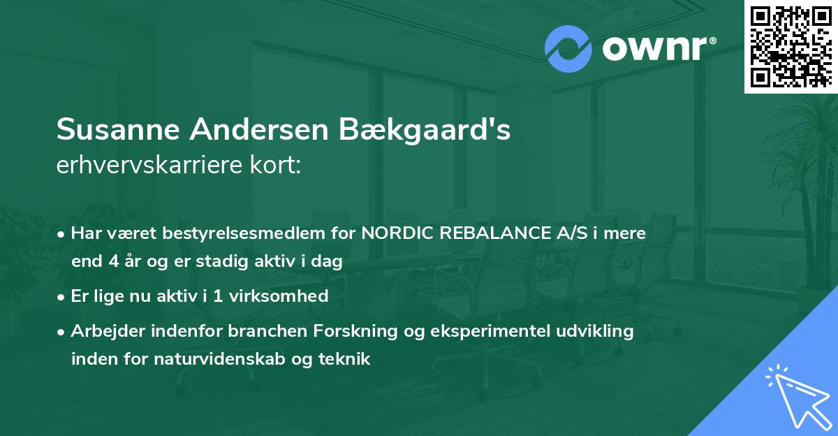 Susanne Andersen Bækgaard's erhvervskarriere kort