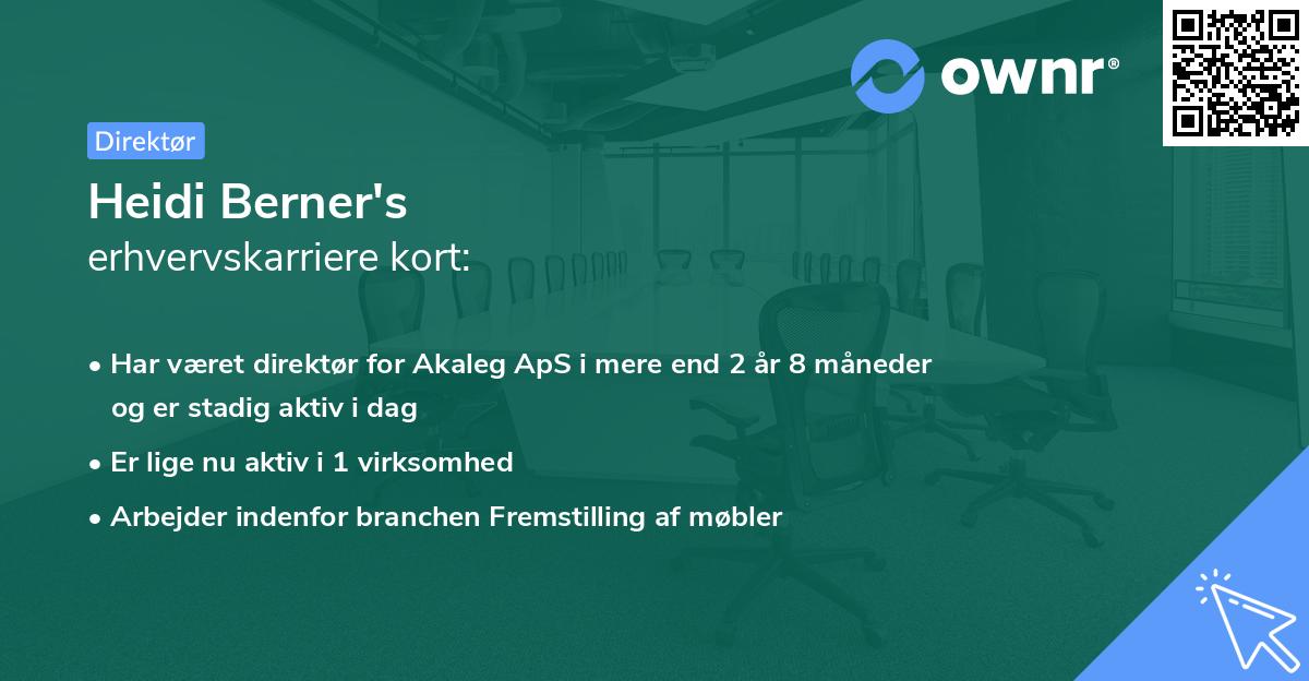 Heidi Berner's erhvervskarriere kort