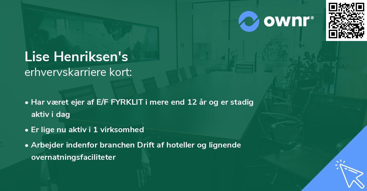 Lise Henriksen's erhvervskarriere kort