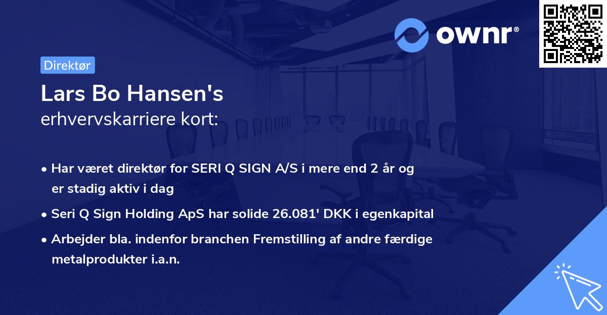 Lars Bo Hansen's erhvervskarriere kort