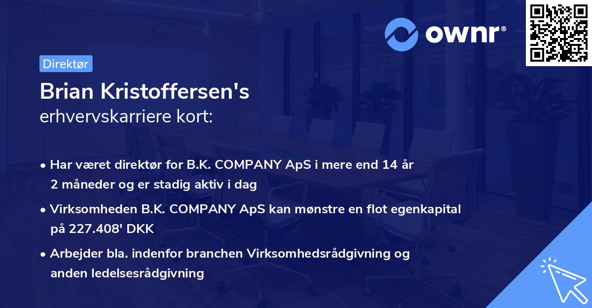 Brian Kristoffersen's erhvervskarriere kort