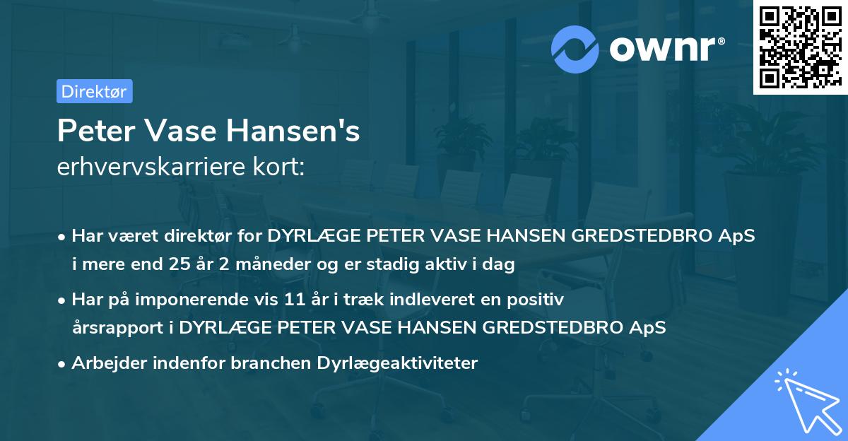 Peter Vase Hansen's erhvervskarriere kort