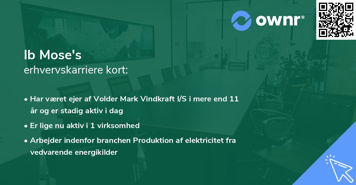 Ib Mose's erhvervskarriere kort