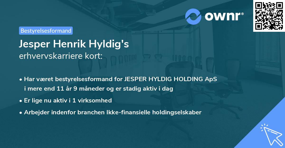Jesper Henrik Hyldig's erhvervskarriere kort