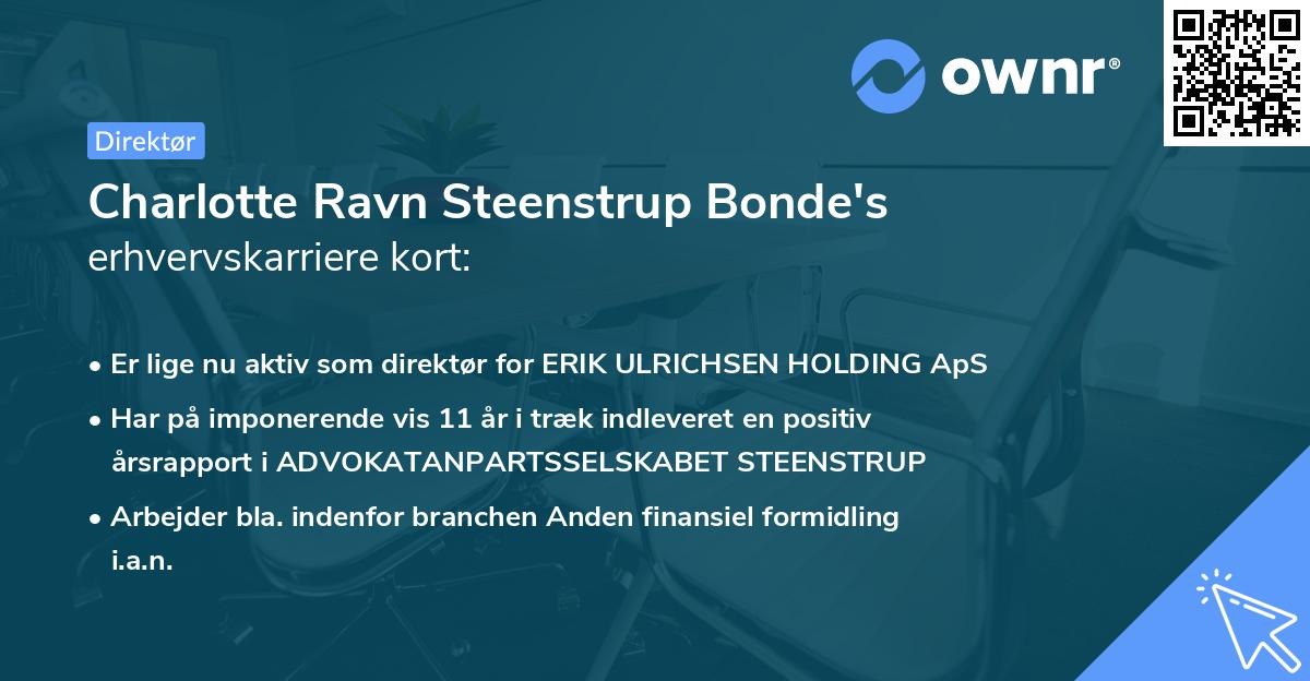 Charlotte Ravn Steenstrup Bonde's erhvervskarriere kort