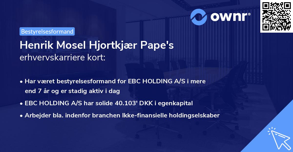 Henrik Mosel Hjortkjær Pape's erhvervskarriere kort