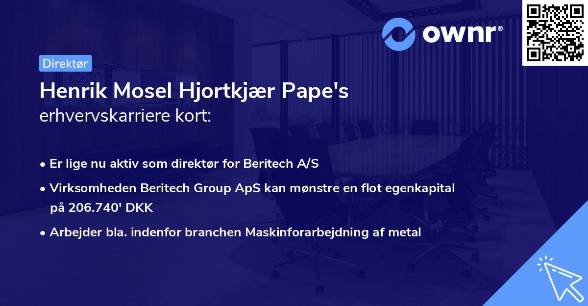 Henrik Mosel Hjortkjær Pape's erhvervskarriere kort