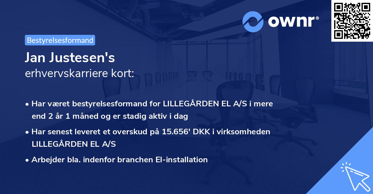 Jan Justesen's erhvervskarriere kort