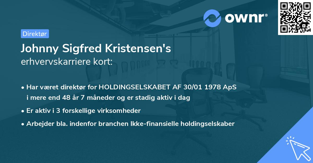 Johnny Sigfred Kristensen's erhvervskarriere kort