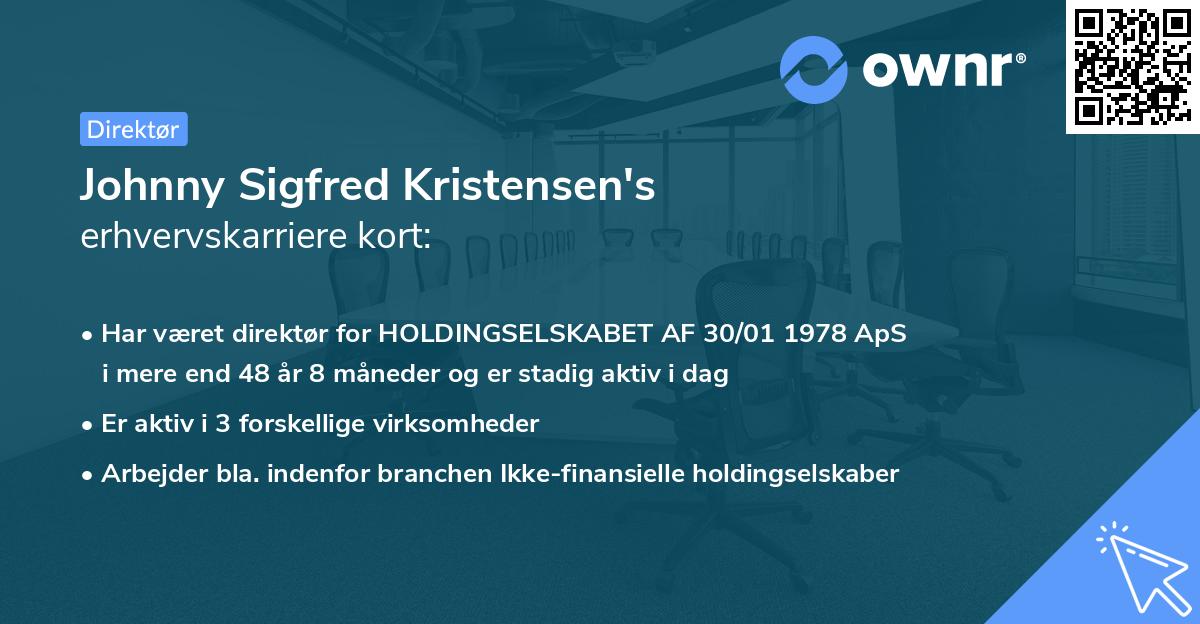 Johnny Sigfred Kristensen's erhvervskarriere kort