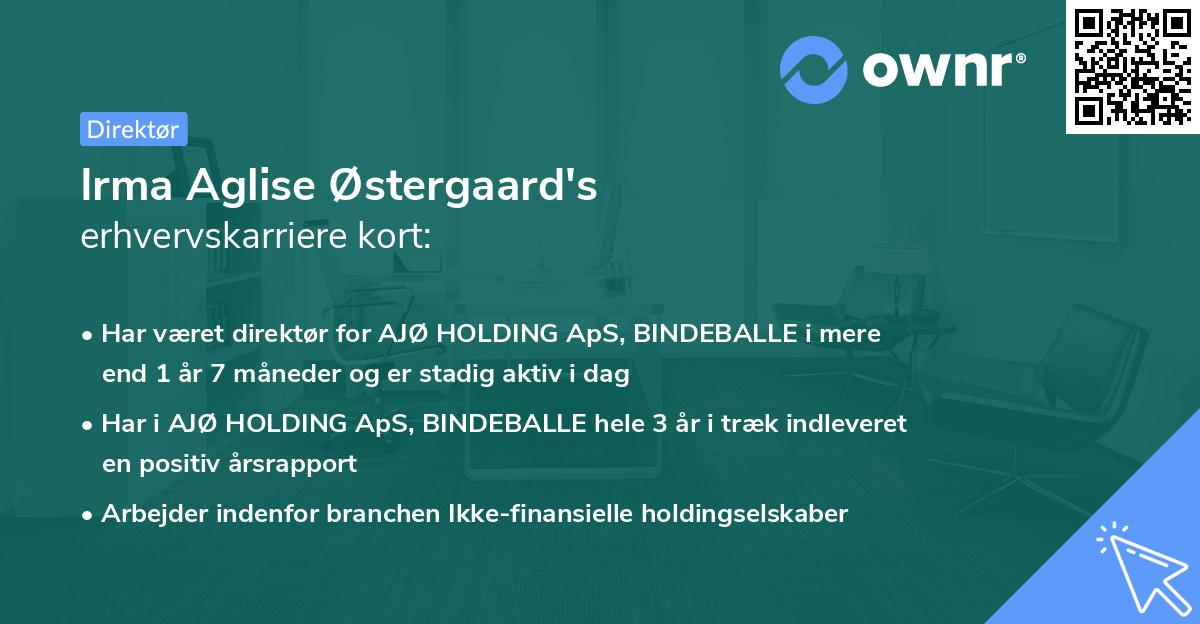 Irma Aglise Østergaard's erhvervskarriere kort