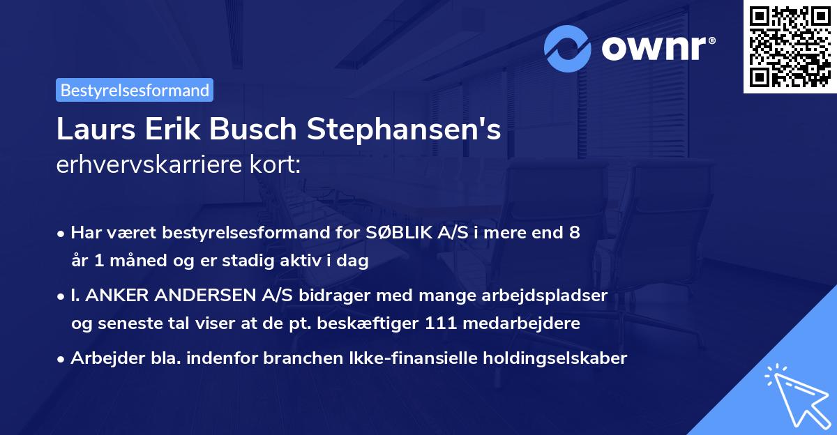 Laurs Erik Busch Stephansen's erhvervskarriere kort