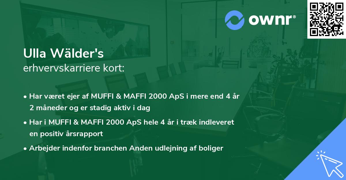 Ulla Wälder's erhvervskarriere kort