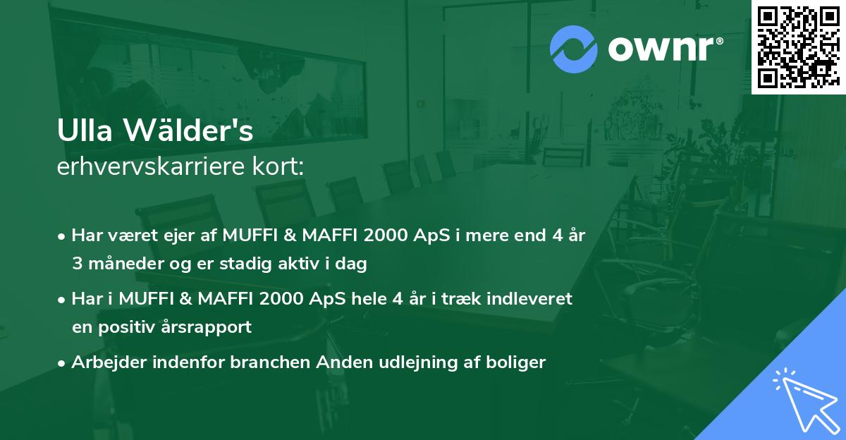 Ulla Wälder's erhvervskarriere kort