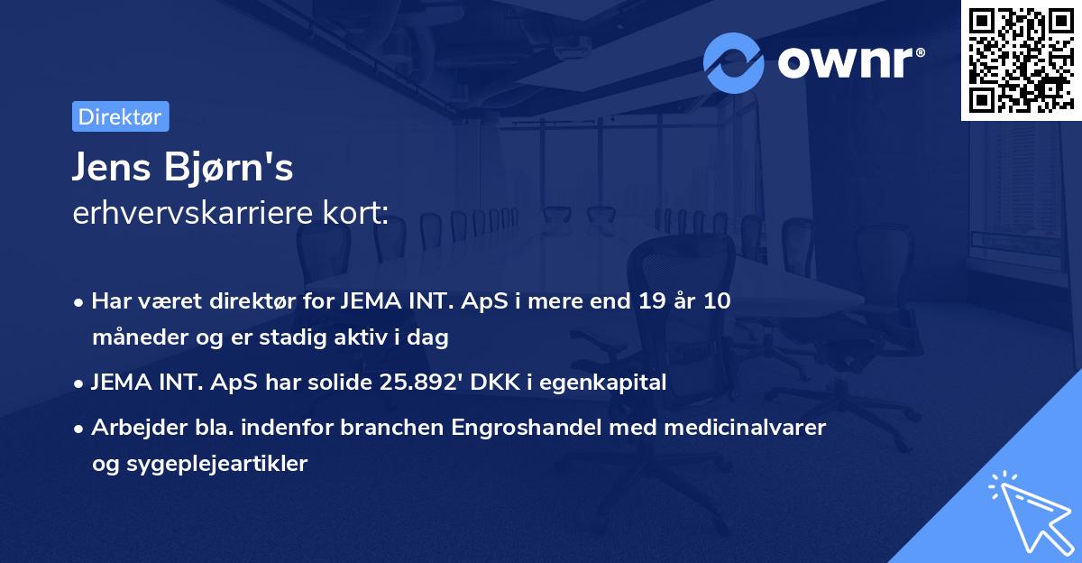 Jens Bjørn's erhvervskarriere kort