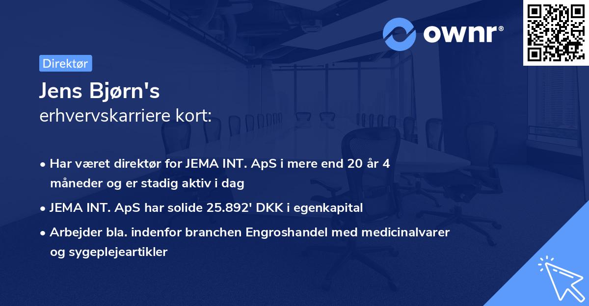 Jens Bjørn's erhvervskarriere kort