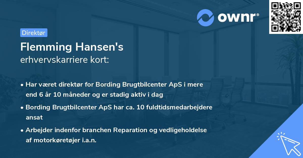 Flemming Hansen's erhvervskarriere kort