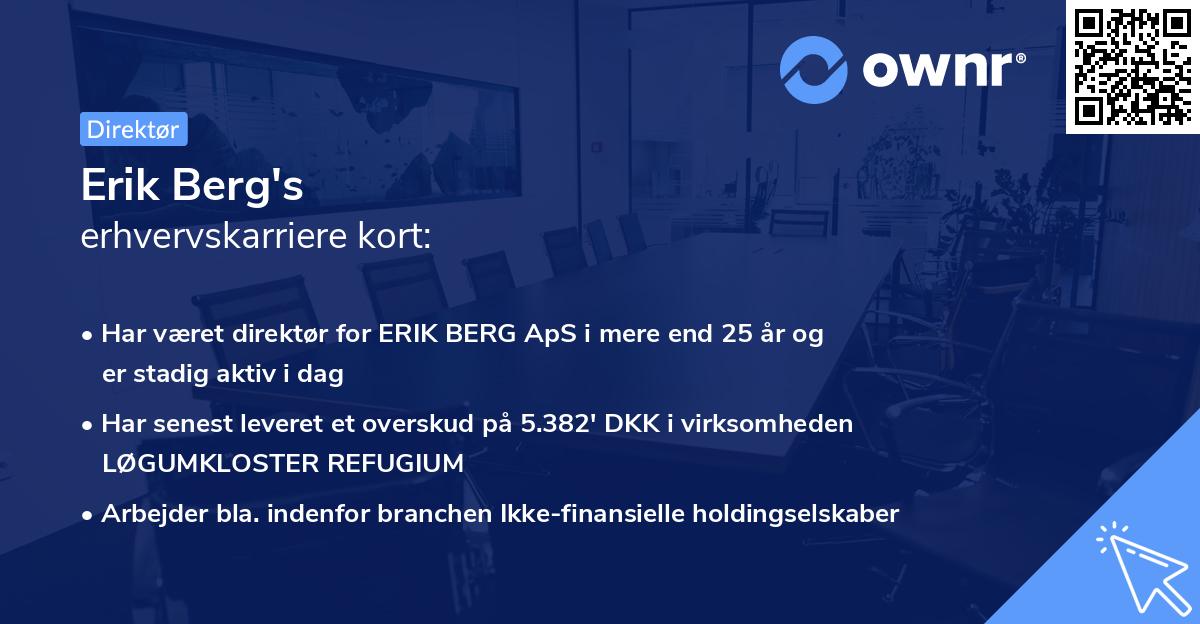 Erik Berg's erhvervskarriere kort