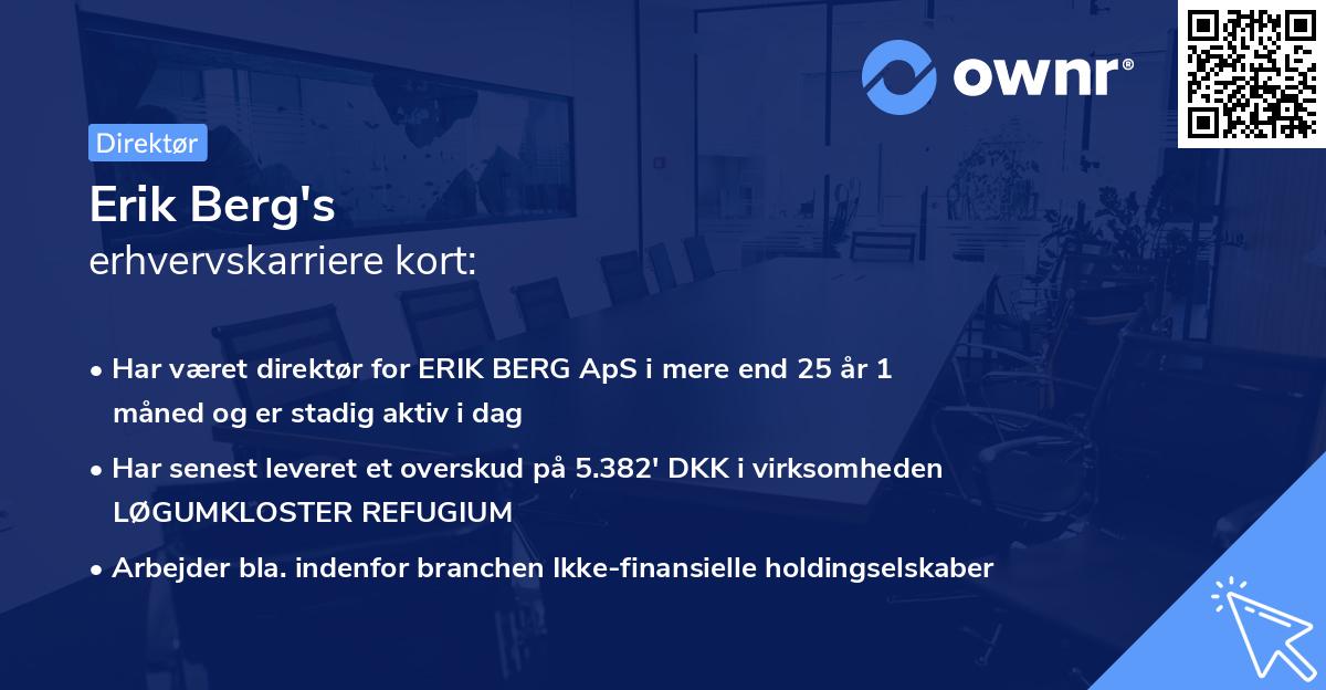 Erik Berg's erhvervskarriere kort