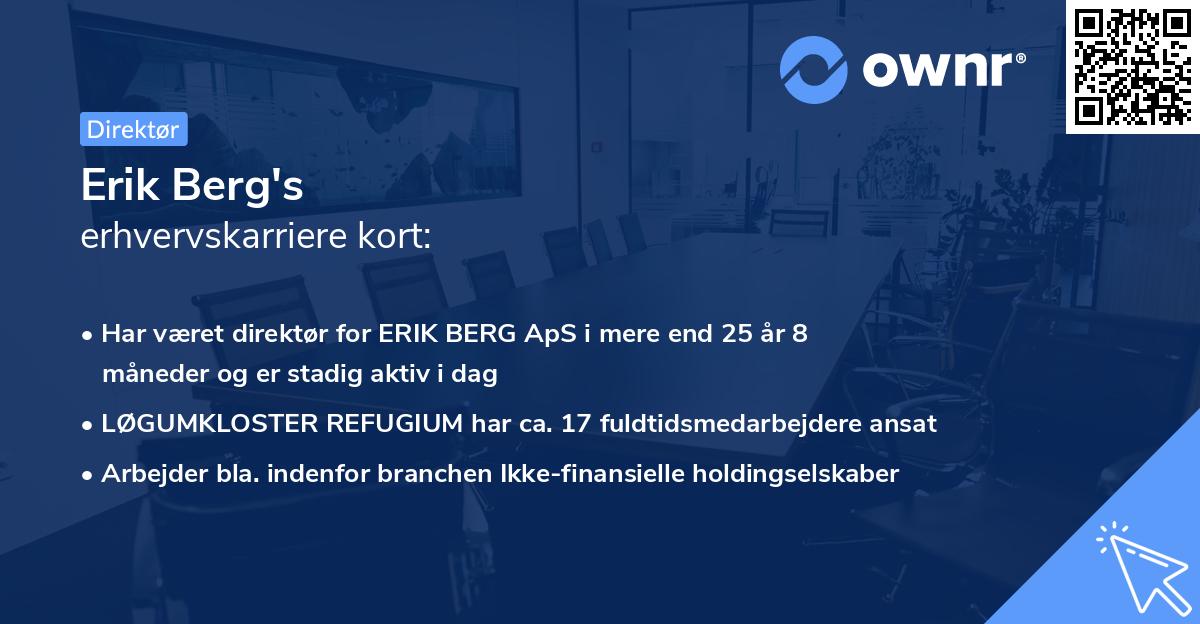 Erik Berg's erhvervskarriere kort