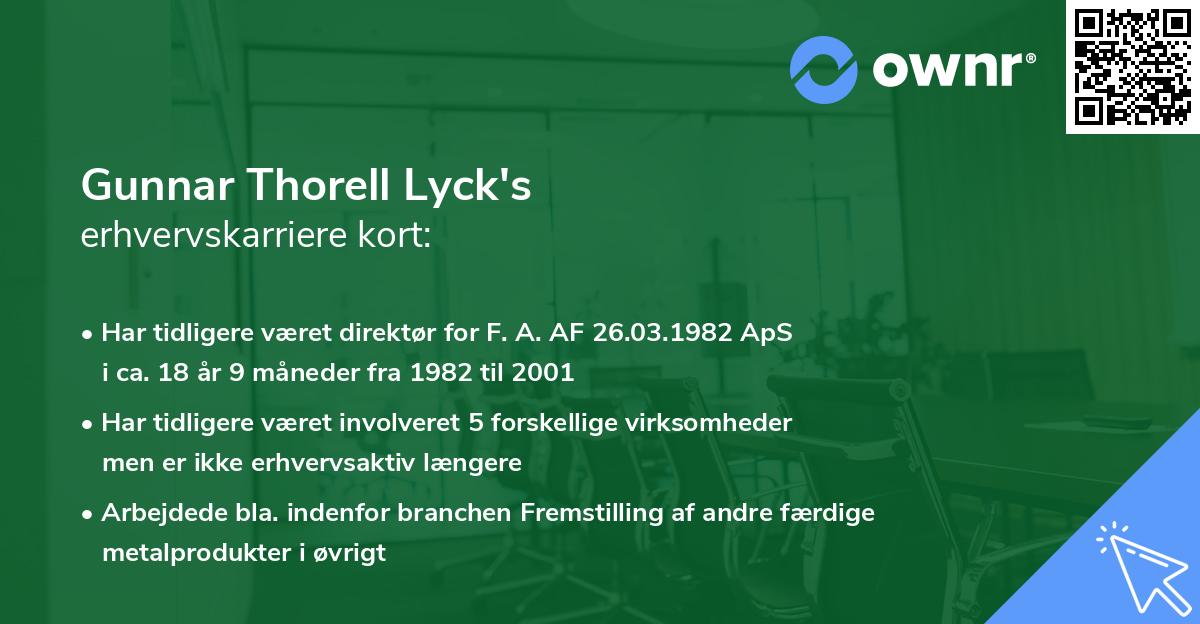 Gunnar Thorell Lyck's erhvervskarriere kort