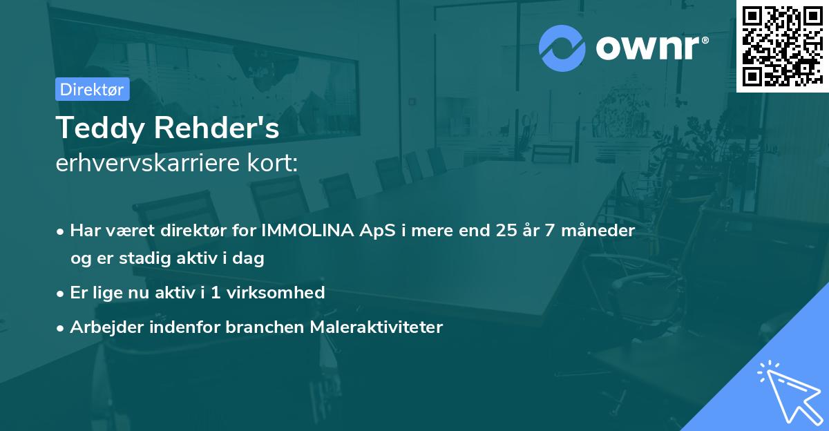 Teddy Rehder's erhvervskarriere kort